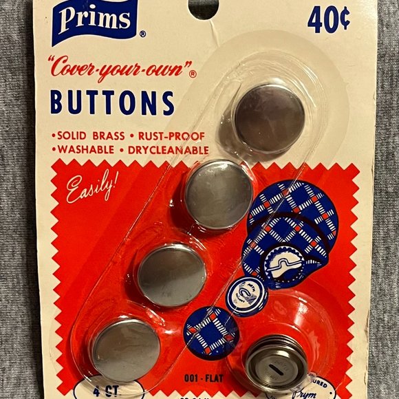 Prims Cover Your Own Round Buttons 001 Flat 4 count ¾ inch - Picture 1 of 1